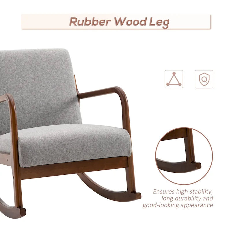 Grey Modern High-Back Rocking Chair