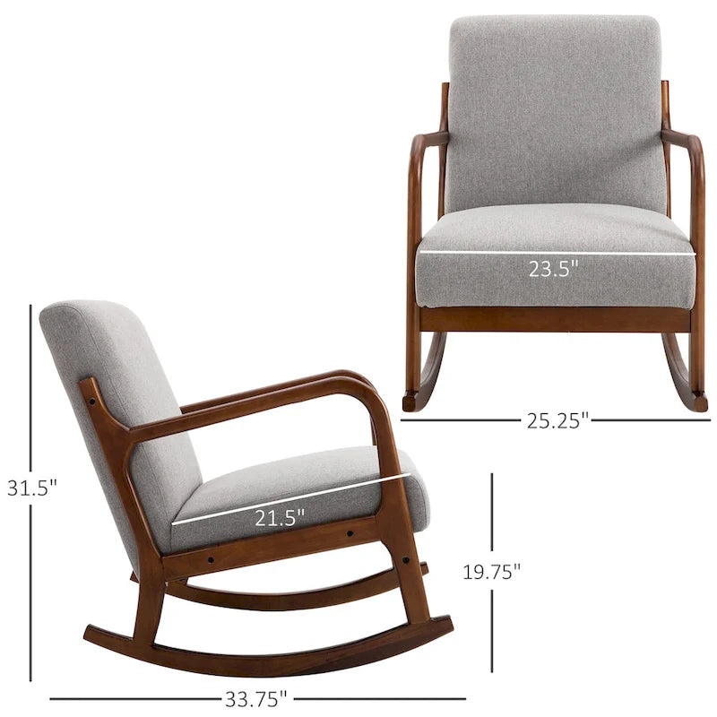 Grey Modern High-Back Rocking Chair