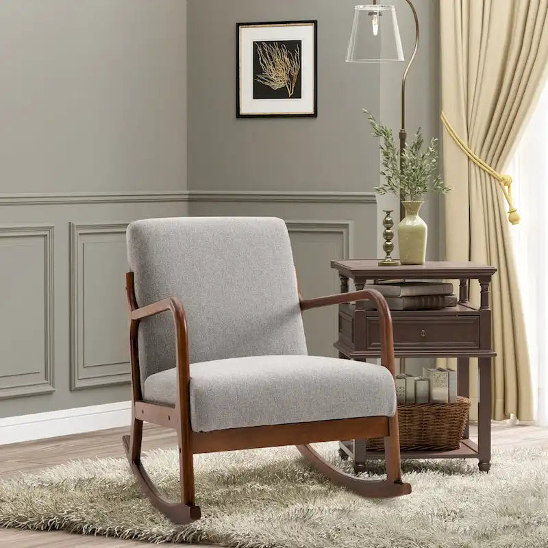 Grey Modern High-Back Rocking Chair