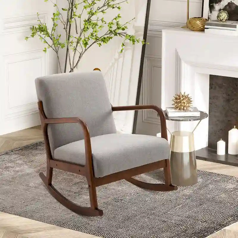Grey Modern High-Back Rocking Chair