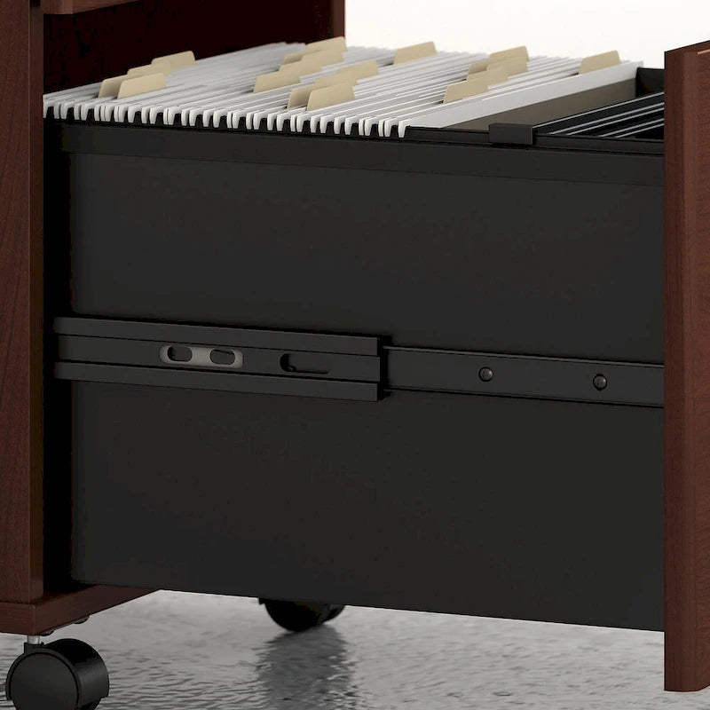72W Office Desk with Hutch and 3-Drawer Mobile File Cabinet