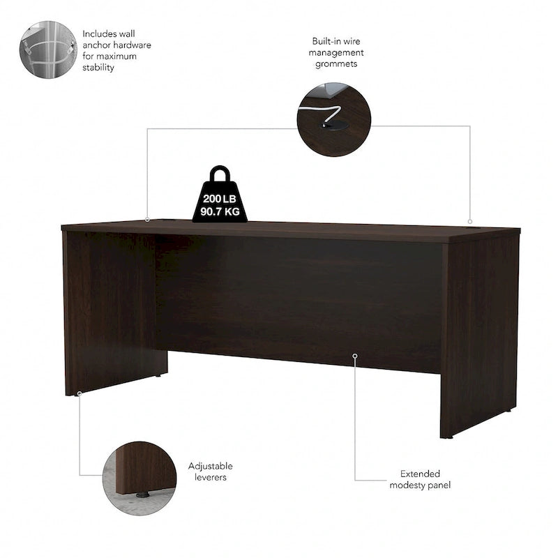 72W Office Desk with Hutch and 3-Drawer Mobile File Cabinet