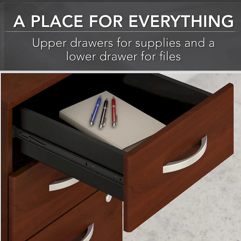 72W Office Desk with Hutch and 3-Drawer Mobile File Cabinet