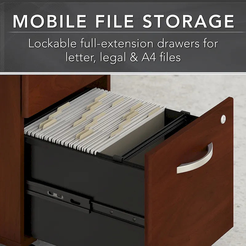 72W Office Desk with Hutch and 3-Drawer Mobile File Cabinet