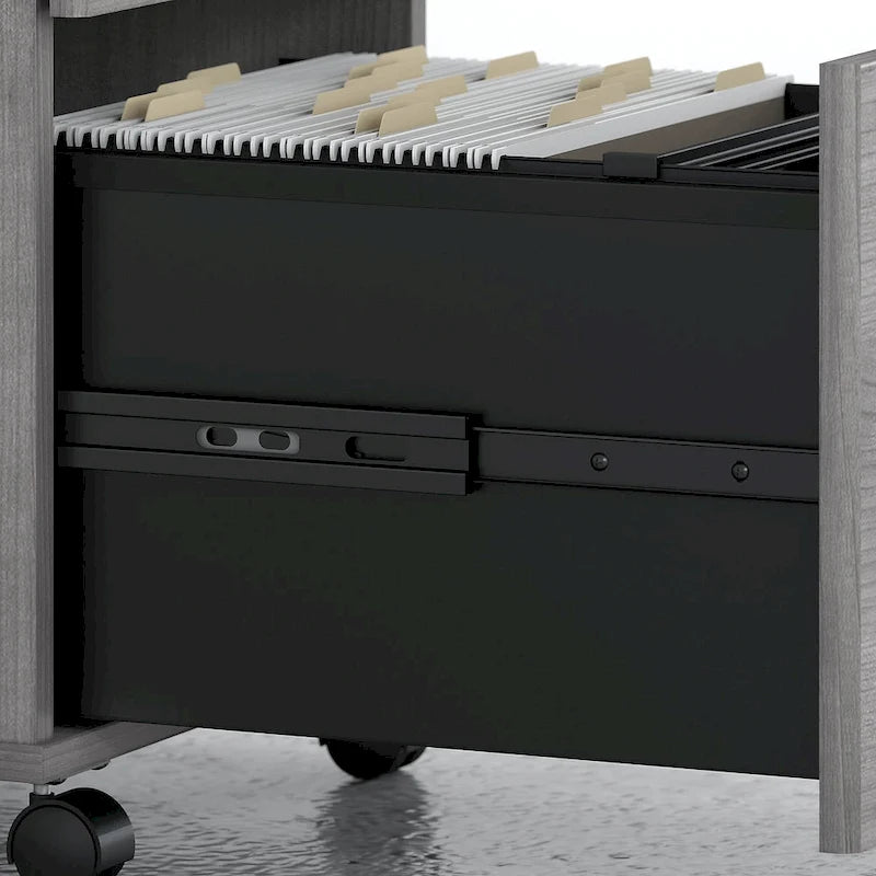 72W Office Desk with Hutch and 3-Drawer Mobile File Cabinet