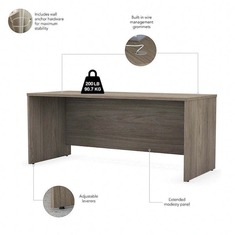 72W Office Desk with Hutch and 3-Drawer Mobile File Cabinet