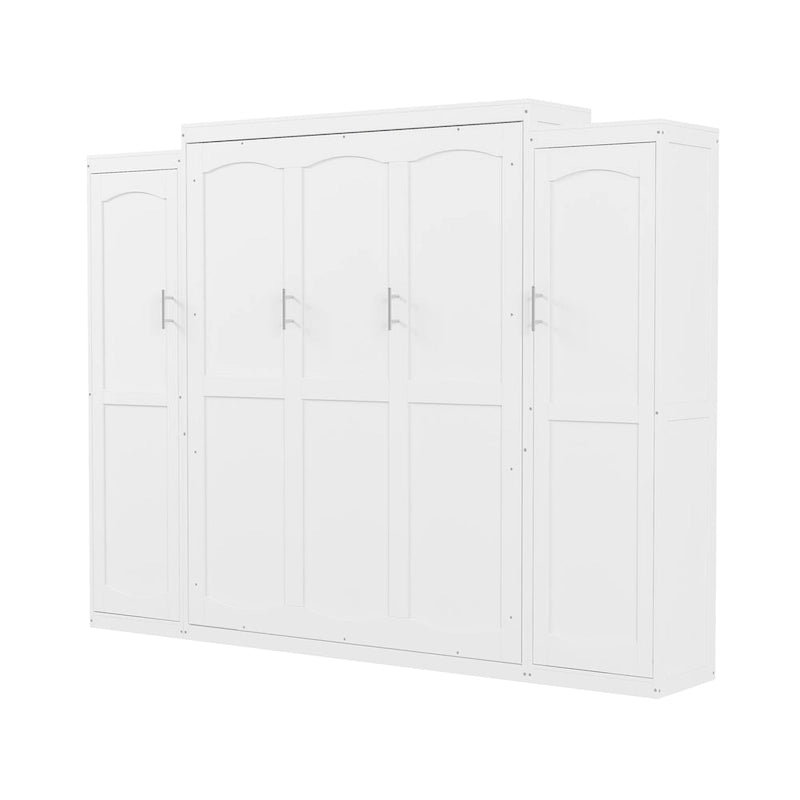 Full Size Murphy Bed with Two Wardrobes and Storage Shelf for Guest Room