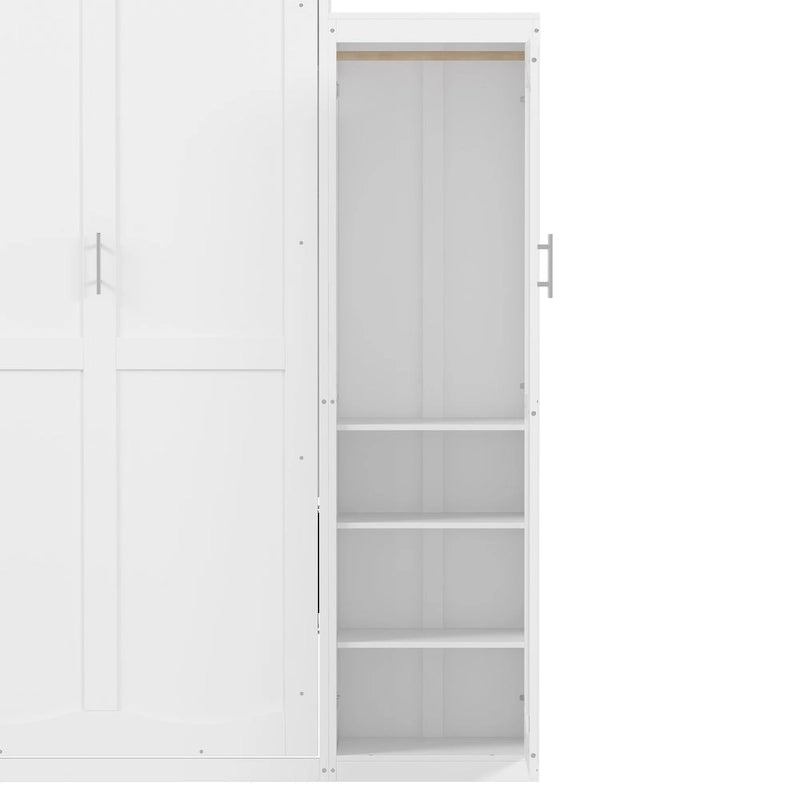 Full Size Murphy Bed with Two Wardrobes and Storage Shelf for Guest Room