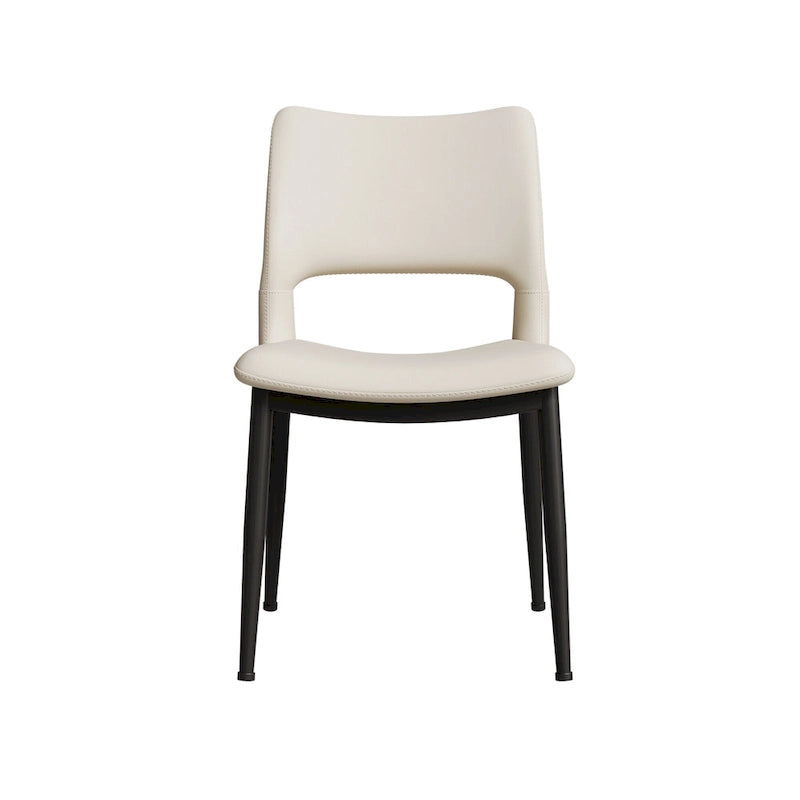 Set of 2 Modern Minimalist PU Leather Dining Chairs with Metal Legs
