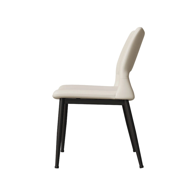 Set of 2 Modern Minimalist PU Leather Dining Chairs with Metal Legs