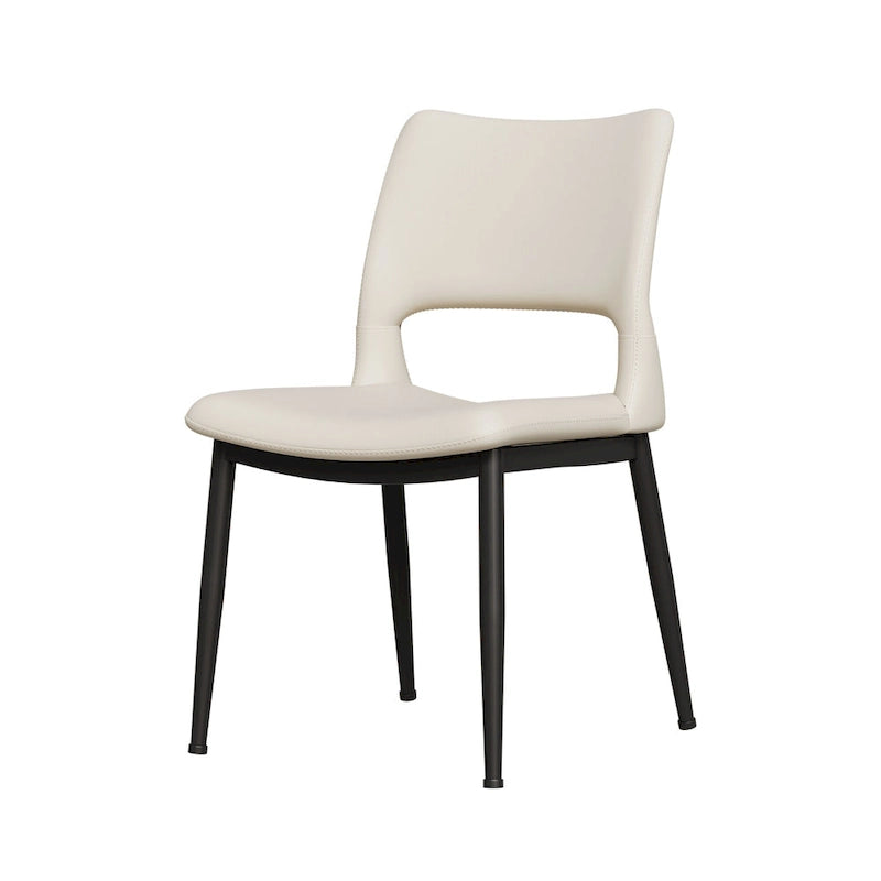 Set of 2 Modern Minimalist PU Leather Dining Chairs with Metal Legs