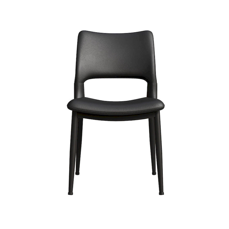 Set of 2 Modern Minimalist PU Leather Dining Chairs with Metal Legs