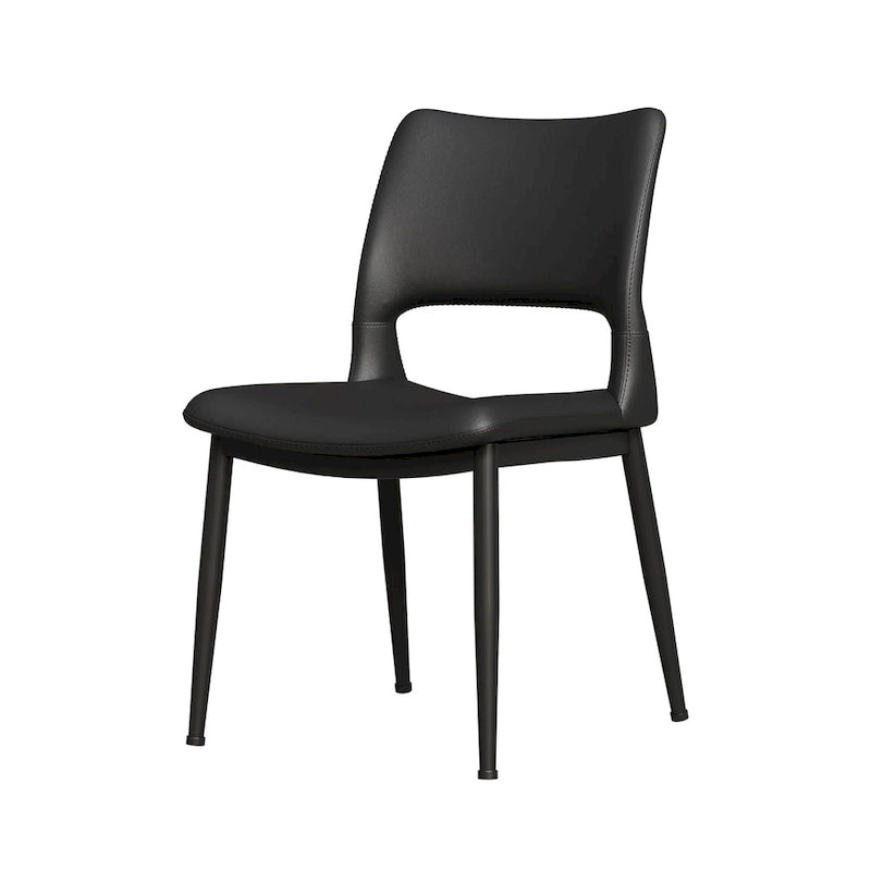 Set of 2 Modern Minimalist PU Leather Dining Chairs with Metal Legs
