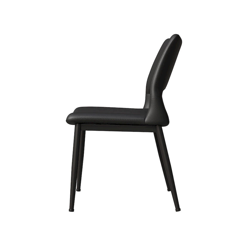 Set of 2 Modern Minimalist PU Leather Dining Chairs with Metal Legs
