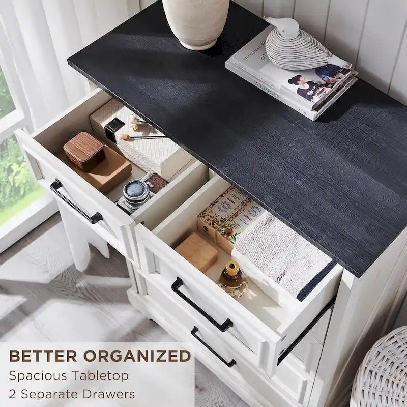 Farmhouse Rustic 6-Drawer Dresser Chest with Wood Grain Finish