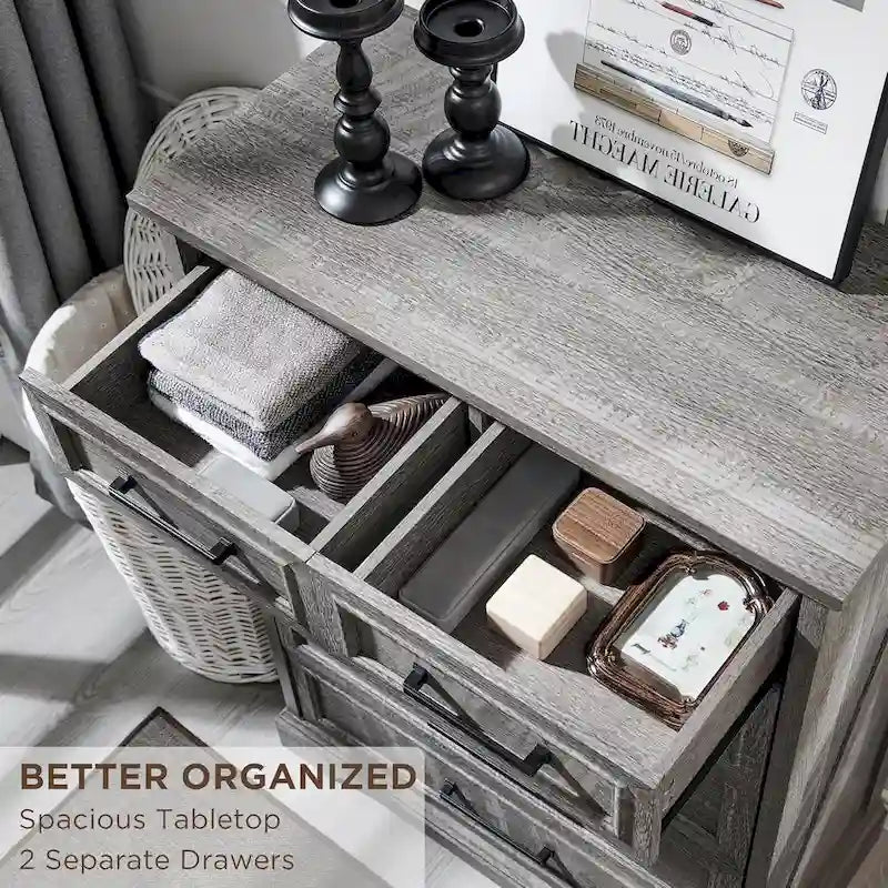 Farmhouse Rustic 6-Drawer Dresser Chest with Wood Grain Finish