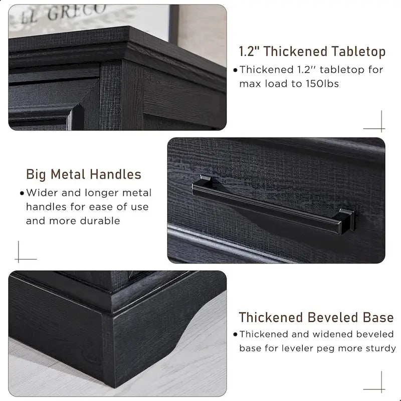 Farmhouse Rustic 6-Drawer Dresser Chest with Wood Grain Finish