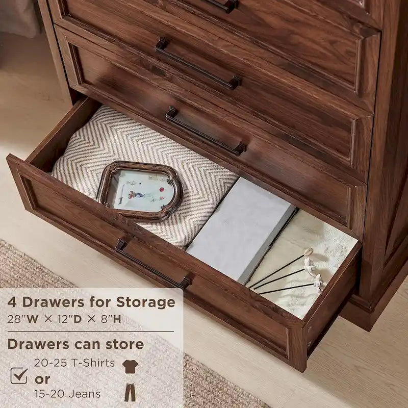 Farmhouse Rustic 6-Drawer Dresser Chest with Wood Grain Finish