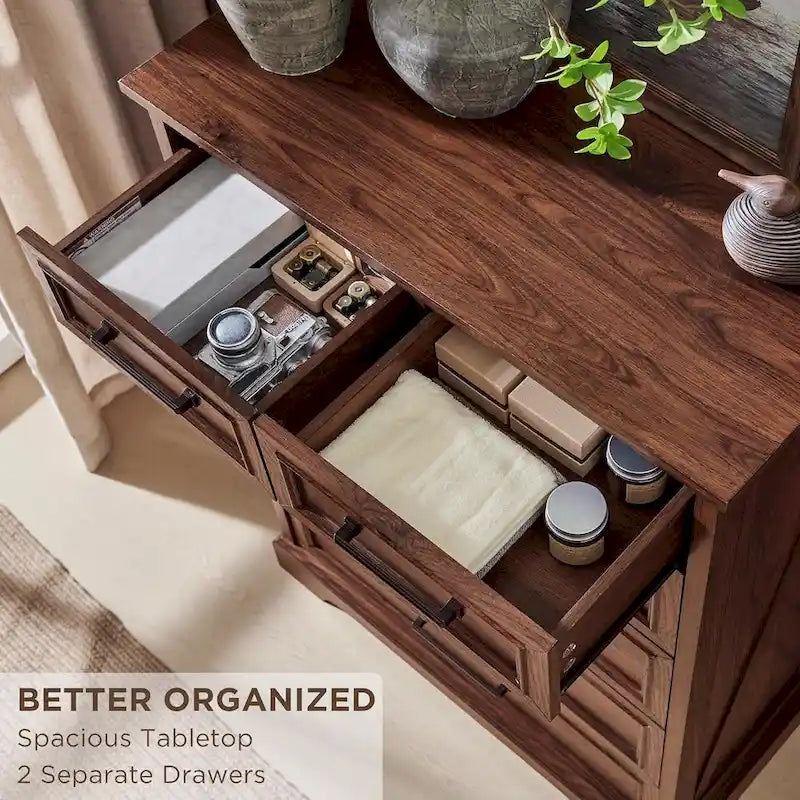 Farmhouse Rustic 6-Drawer Dresser Chest with Wood Grain Finish