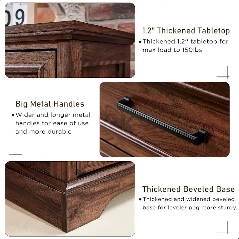Farmhouse Rustic 6-Drawer Dresser Chest with Wood Grain Finish