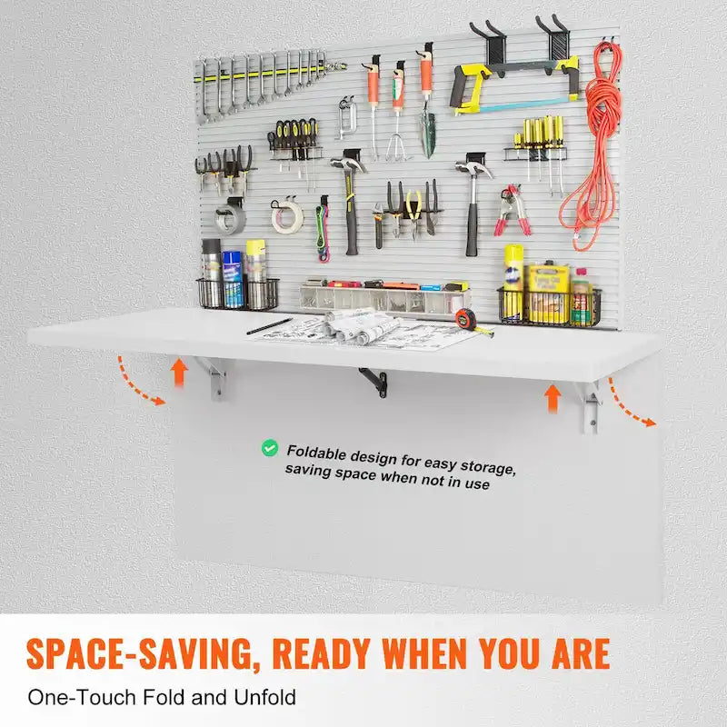 Floating Wall Mount Foldable Desk for Home or Office - Multiple Sizes