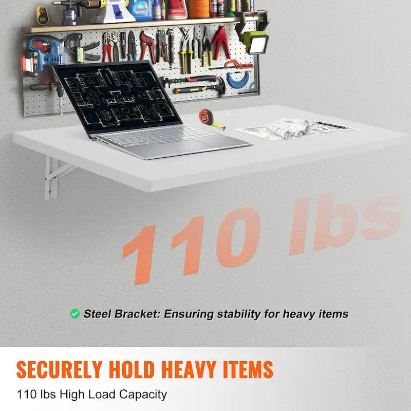 Floating Wall Mount Foldable Desk for Home or Office - Multiple Sizes