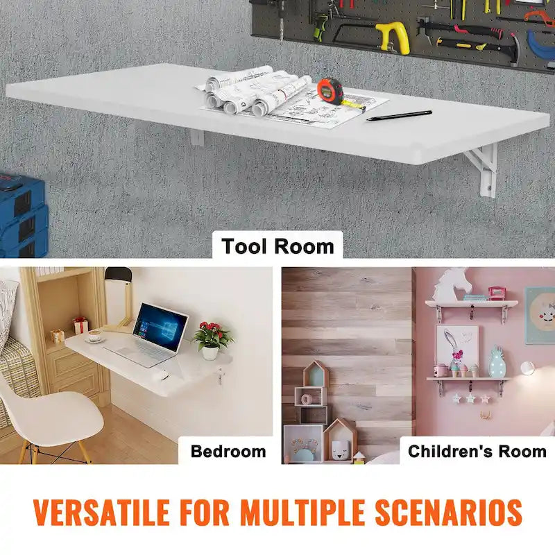 Floating Wall Mount Foldable Desk for Home or Office - Multiple Sizes