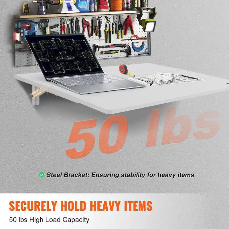 Floating Wall Mount Foldable Desk for Home or Office - Multiple Sizes
