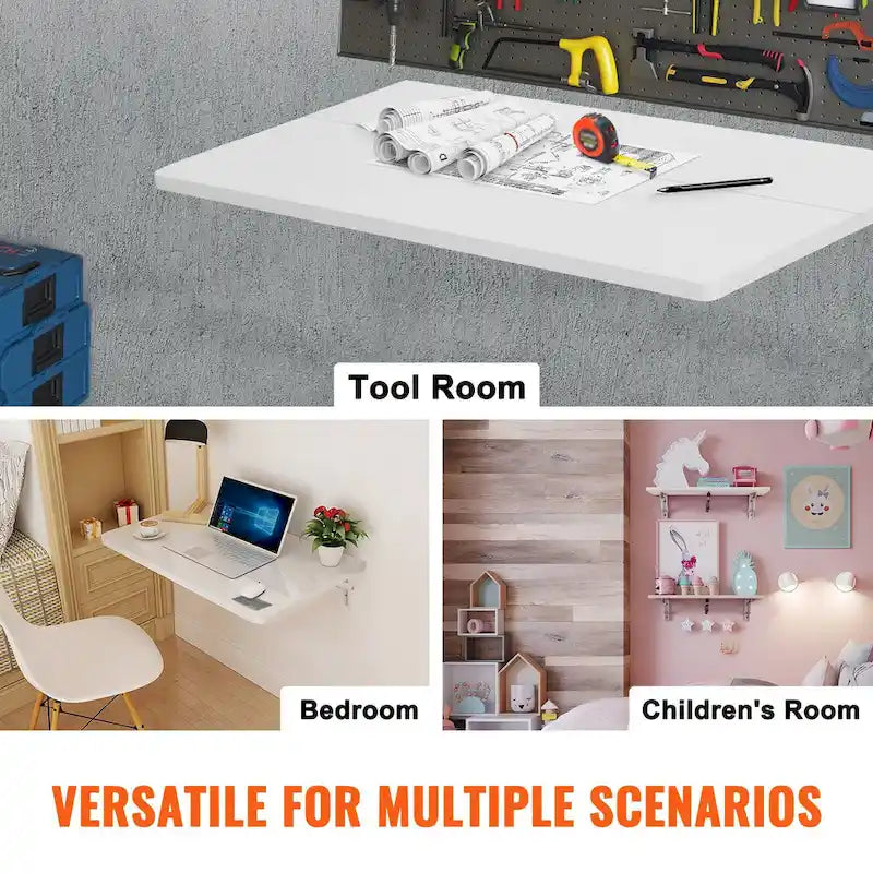 Floating Wall Mount Foldable Desk for Home or Office - Multiple Sizes
