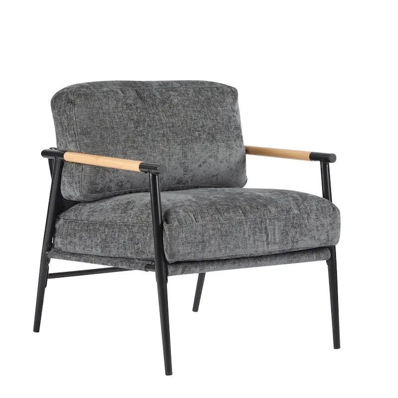 Modern Accent Arm Chair with Plush Cushions and Metal Frame - 27.56 inches