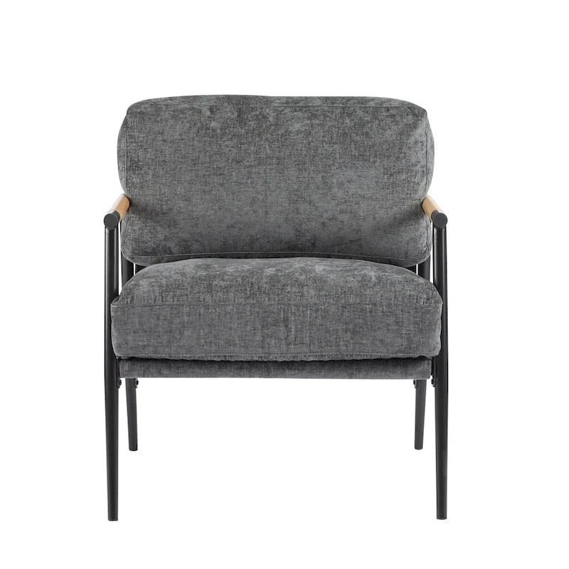 Modern Accent Arm Chair with Plush Cushions and Metal Frame - 27.56 inches