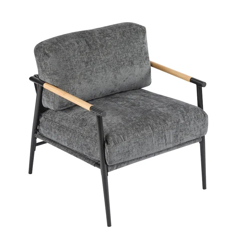 Modern Accent Arm Chair with Plush Cushions and Metal Frame - 27.56 inches