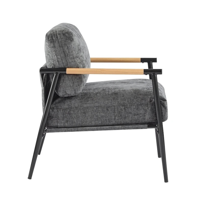 Modern Accent Arm Chair with Plush Cushions and Metal Frame - 27.56 inches