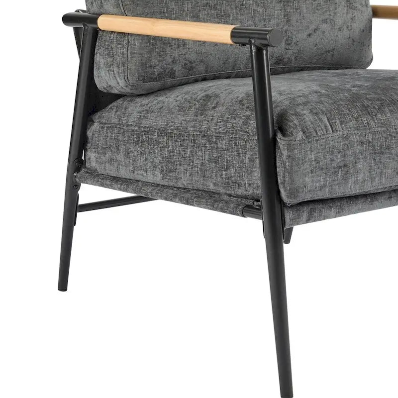 Modern Accent Arm Chair with Plush Cushions and Metal Frame - 27.56 inches