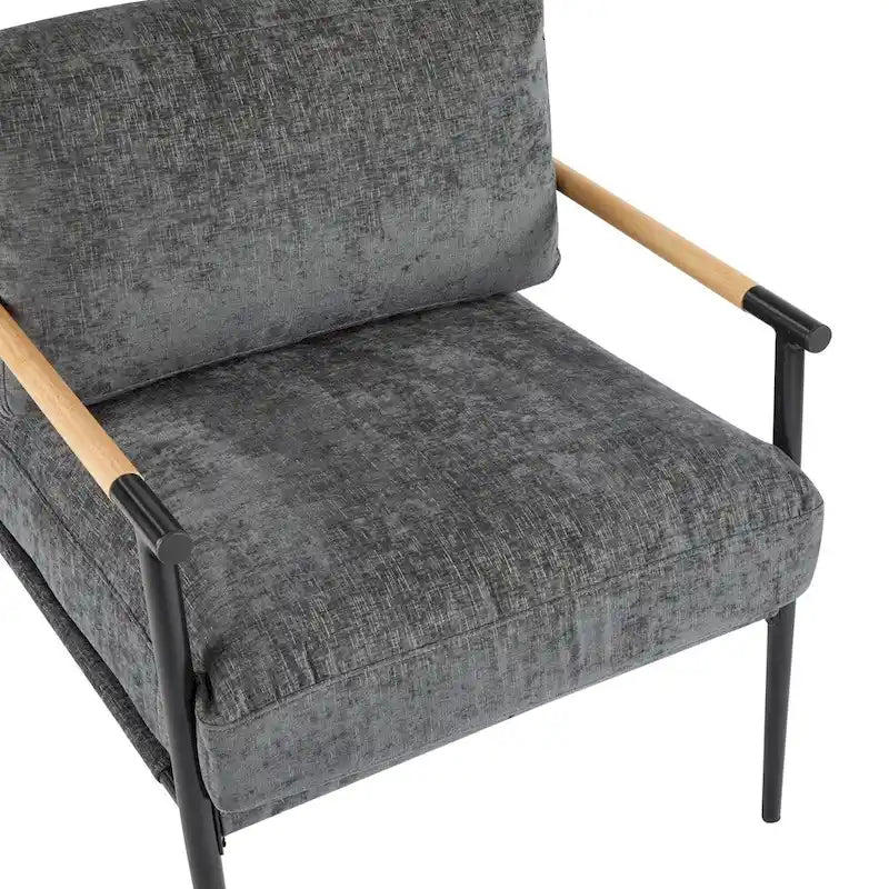 Modern Accent Arm Chair with Plush Cushions and Metal Frame - 27.56 inches