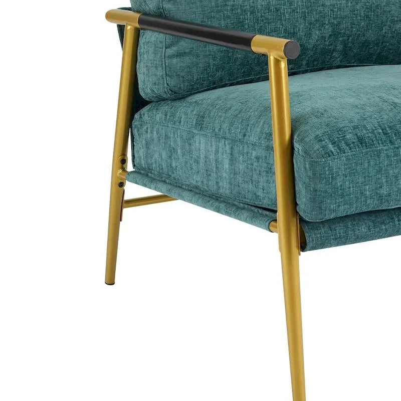 Modern Accent Arm Chair with Plush Cushions and Metal Frame - 27.56 inches