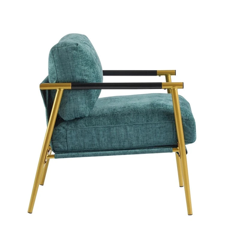 Modern Accent Arm Chair with Plush Cushions and Metal Frame - 27.56 inches