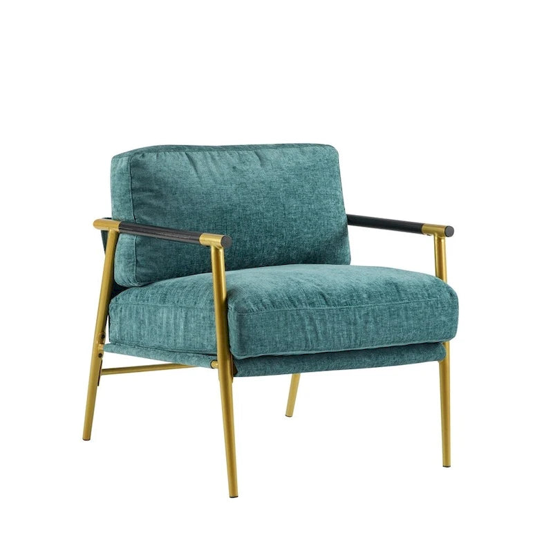 Modern Accent Arm Chair with Plush Cushions and Metal Frame - 27.56 inches