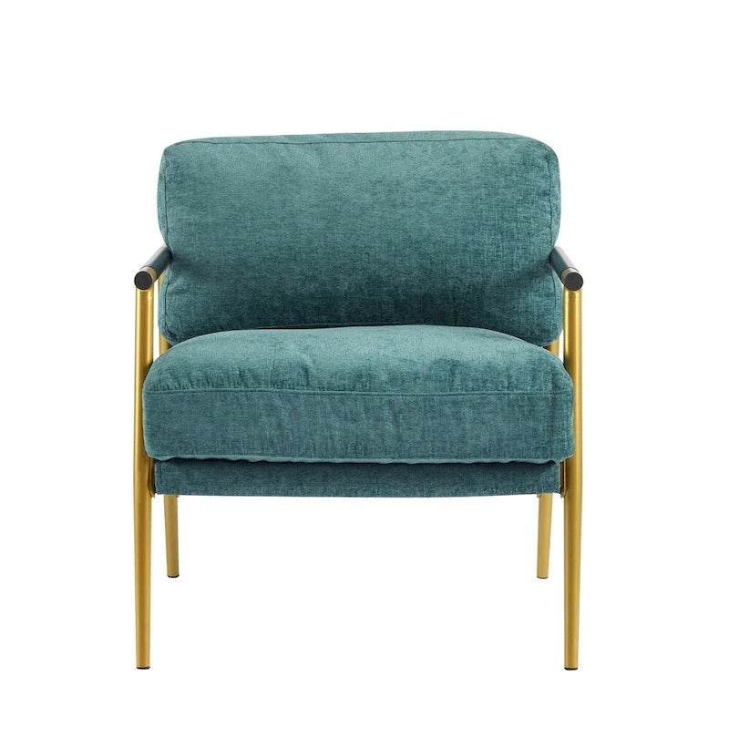 Modern Accent Arm Chair with Plush Cushions and Metal Frame - 27.56 inches