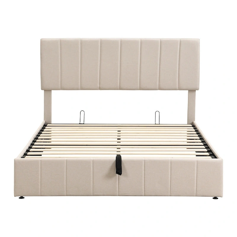 Upholstered Platform Bed with Hydraulic Storage System - Queen and Full
