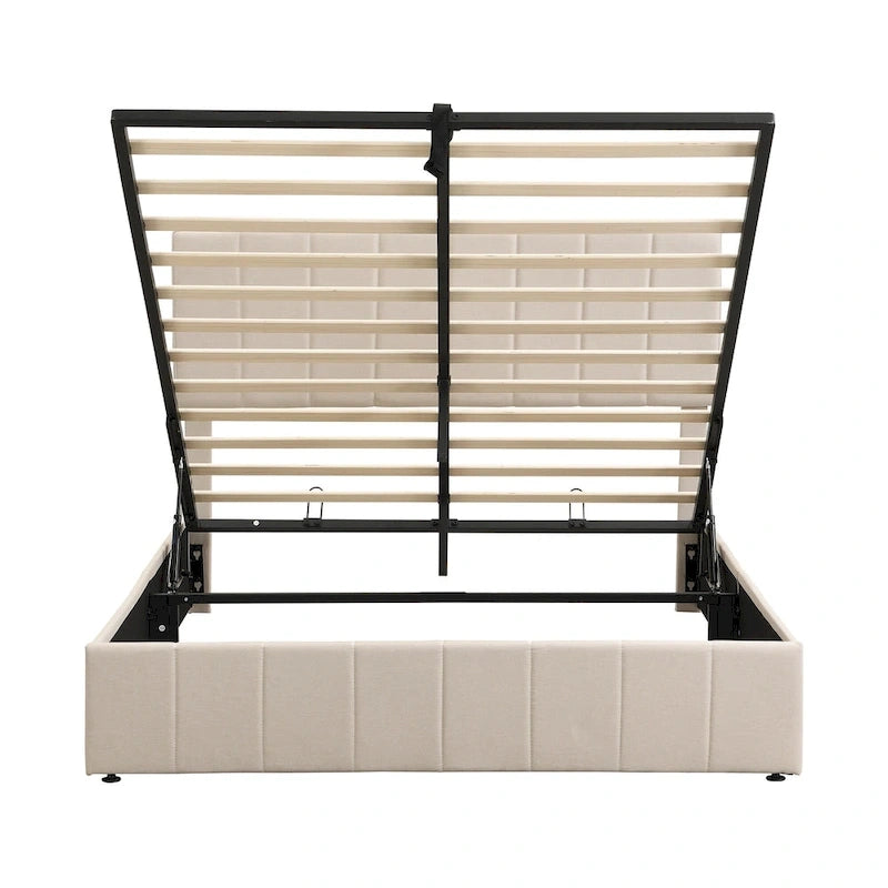 Upholstered Platform Bed with Hydraulic Storage System - Queen and Full