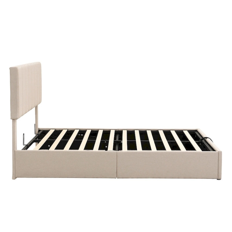 Upholstered Platform Bed with Hydraulic Storage System - Queen and Full