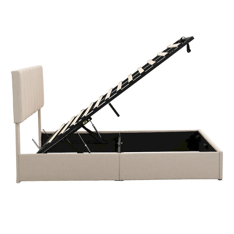 Upholstered Platform Bed with Hydraulic Storage System - Queen and Full