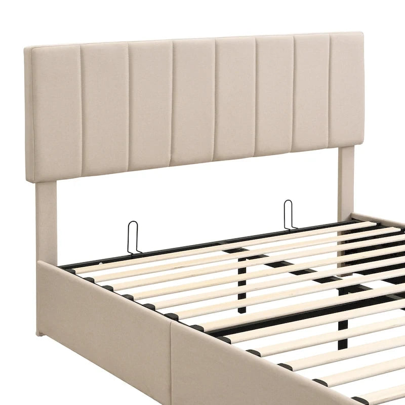 Upholstered Platform Bed with Hydraulic Storage System - Queen and Full