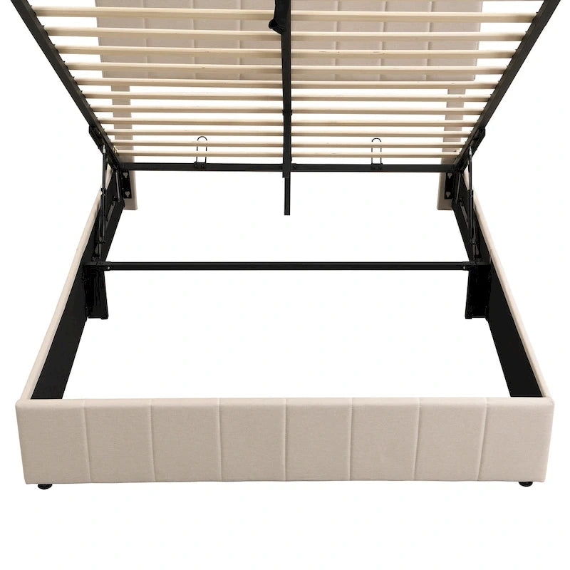 Upholstered Platform Bed with Hydraulic Storage System - Queen and Full