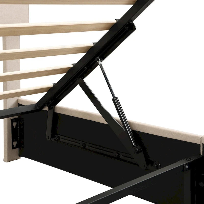 Upholstered Platform Bed with Hydraulic Storage System - Queen and Full