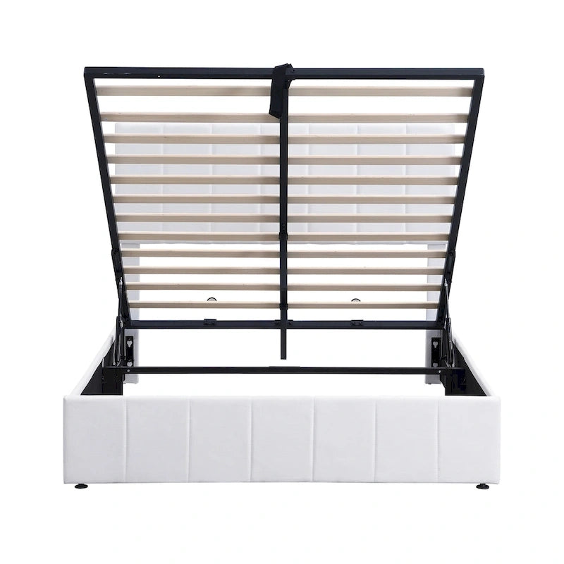 Upholstered Platform Bed with Hydraulic Storage System - Queen and Full