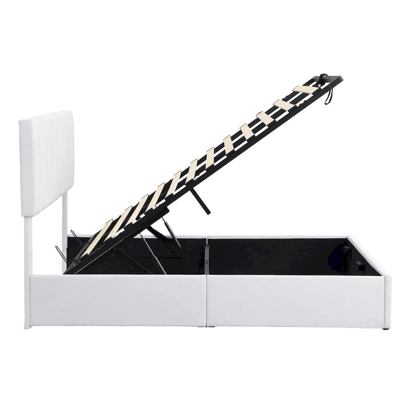 Upholstered Platform Bed with Hydraulic Storage System - Queen and Full