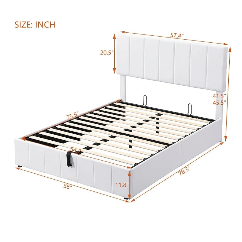 Upholstered Platform Bed with Hydraulic Storage System - Queen and Full