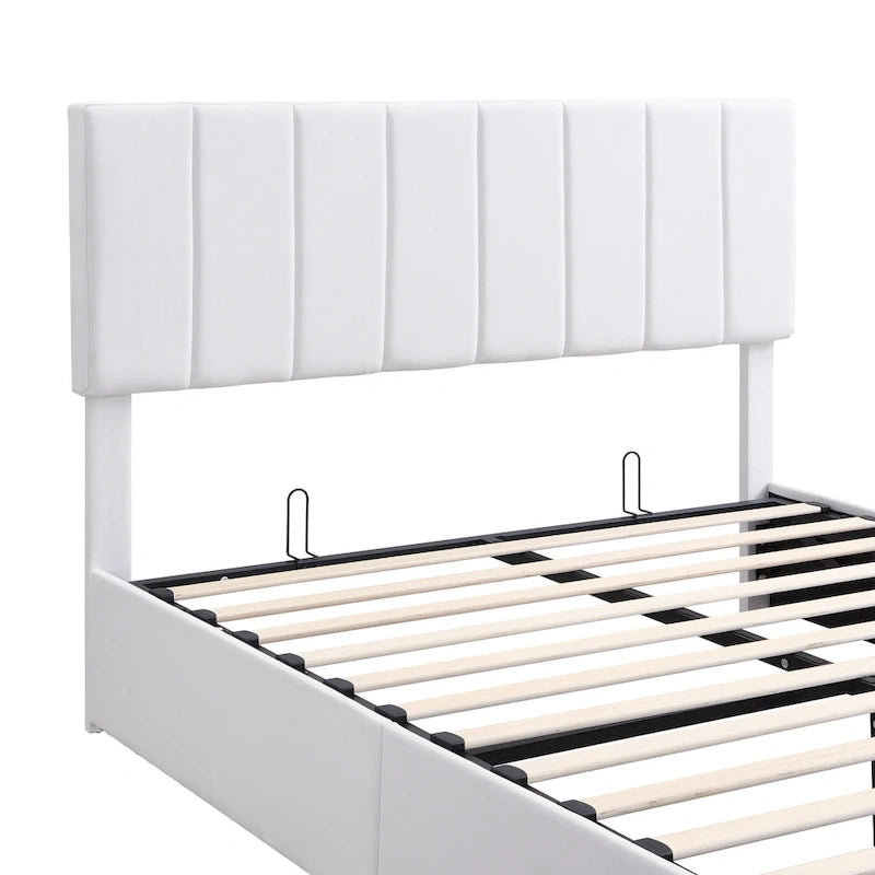 Upholstered Platform Bed with Hydraulic Storage System - Queen and Full